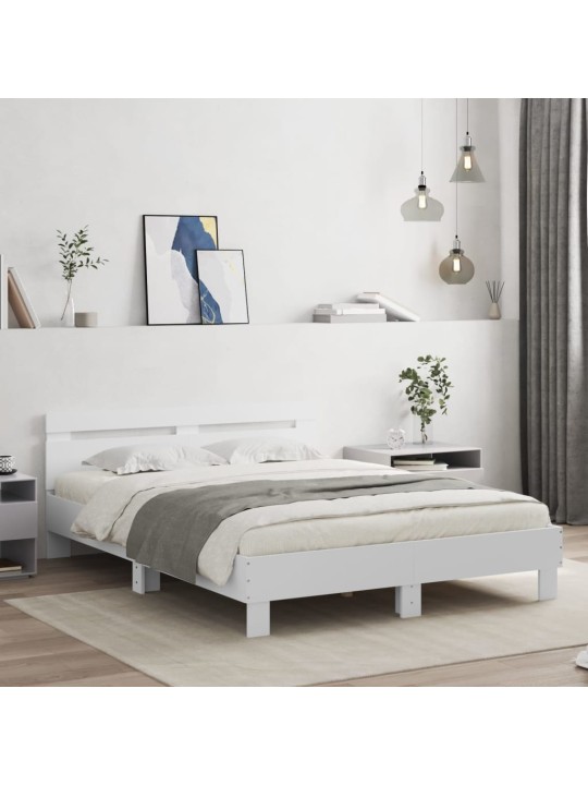 Rám postele s čelem bílý 140 x 190 cm kompozitní dřevo