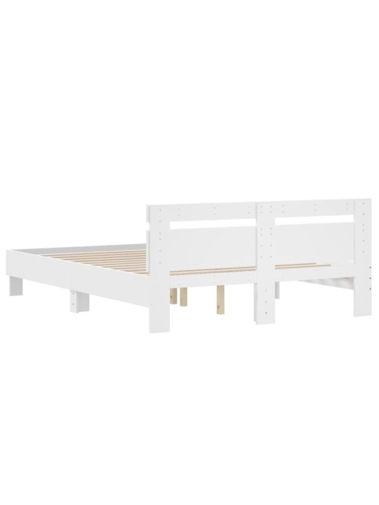 Rám postele s čelem bílý 140 x 190 cm kompozitní dřevo