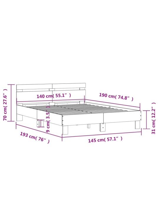Rám postele s čelem bílý 140 x 190 cm kompozitní dřevo