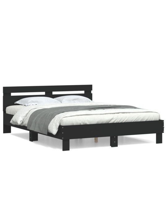 Rám postele s čelem černý 140 x 190 cm kompozitní dřevo