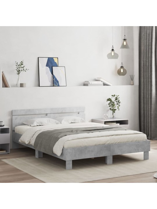 Rám postele s čelem betonově šedý 140 x 190 cm kompozitní dřevo