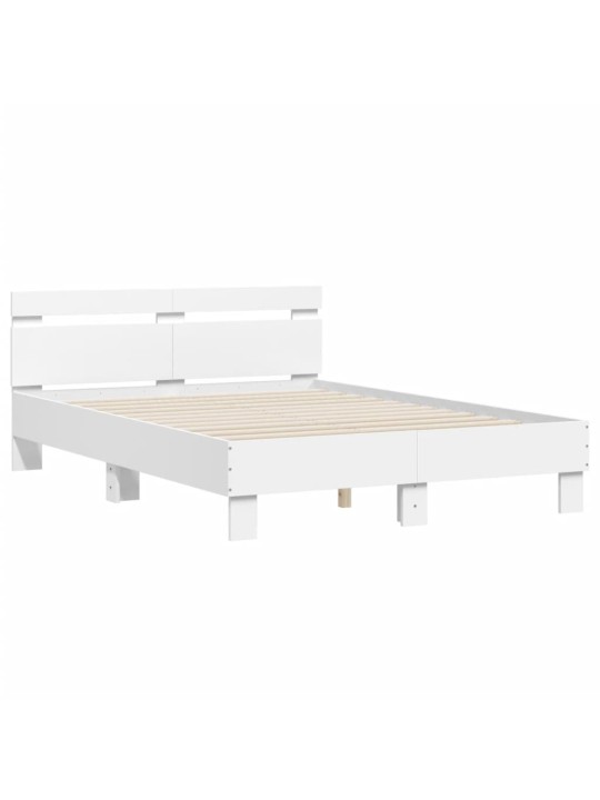 Rám postele s čelem bílý 135 x 190 cm kompozitní dřevo