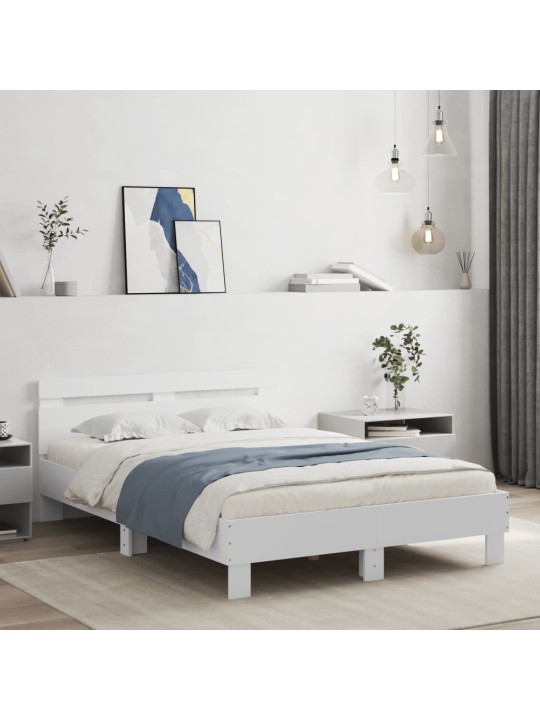 Rám postele s čelem bílý 135 x 190 cm kompozitní dřevo