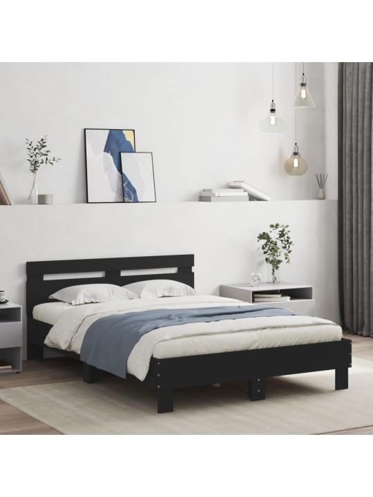 Rám postele s čelem černý 135 x 190 cm kompozitní dřevo