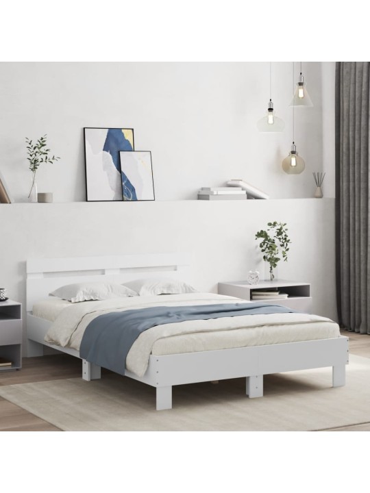 Rám postele s čelem bílý 120 x 190 cm kompozitní dřevo