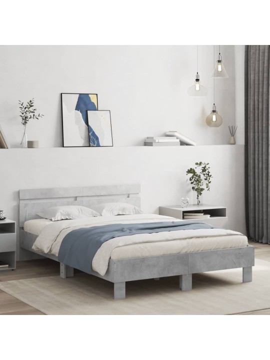 Rám postele s čelem betonově šedý 120 x 190 cm kompozitní dřevo