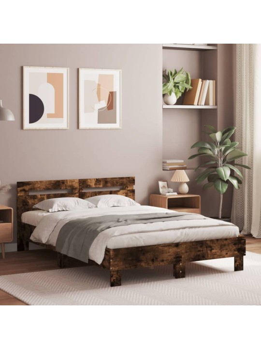 Rám postele s čelem kouřový dub 120 x 190 cm kompozitní dřevo