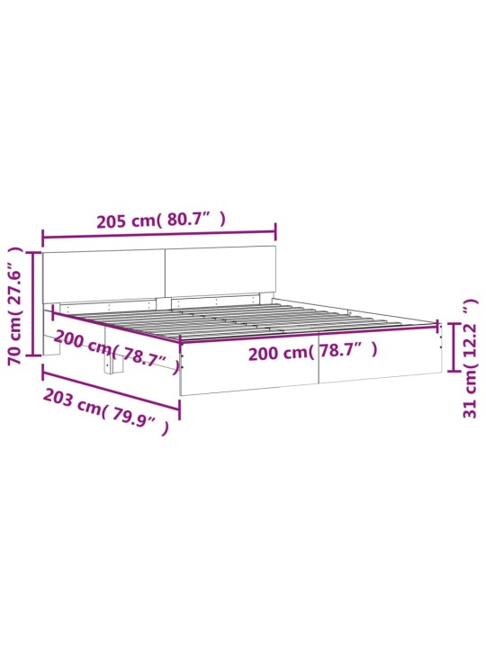 Rám postele s čelem bílý 200 x 200 cm