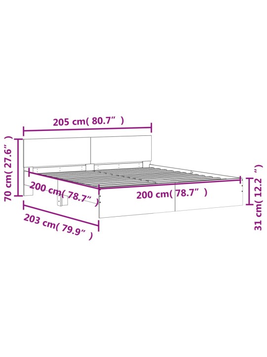 Rám postele s čelem černý 200 x 200 cm