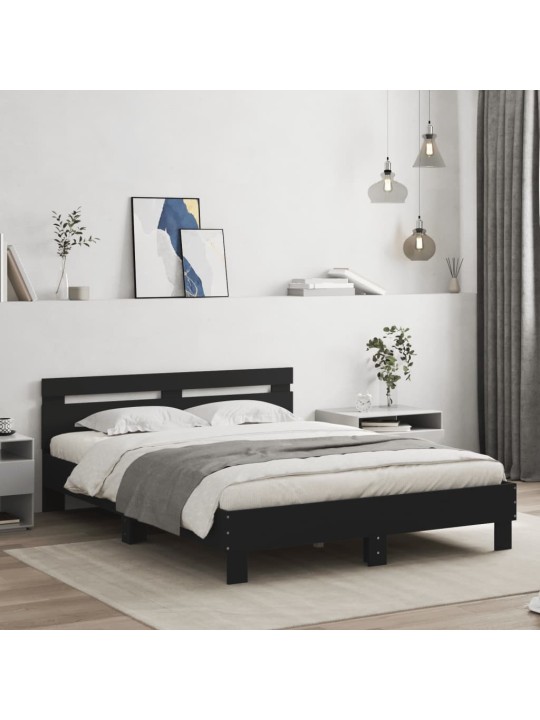 Rám postele s LED bez matrace černý 150x200 cm
