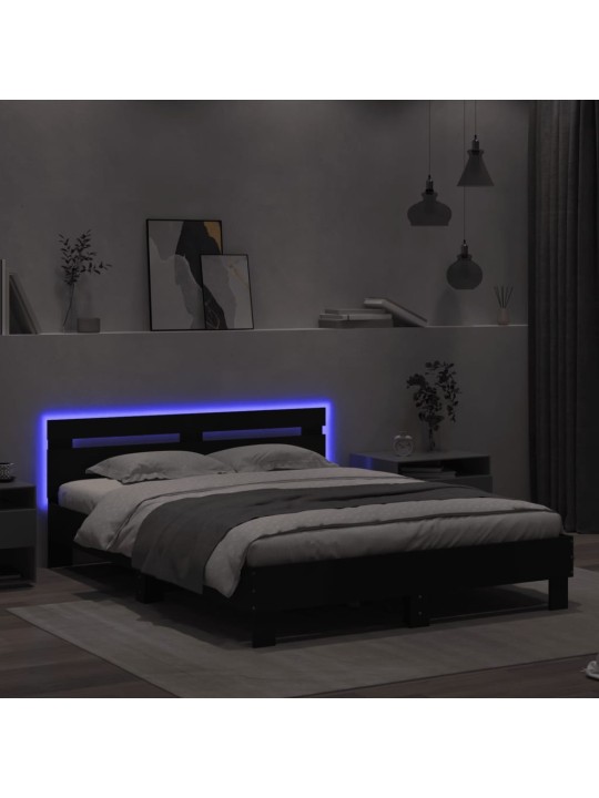 Rám postele s LED bez matrace černý 150x200 cm