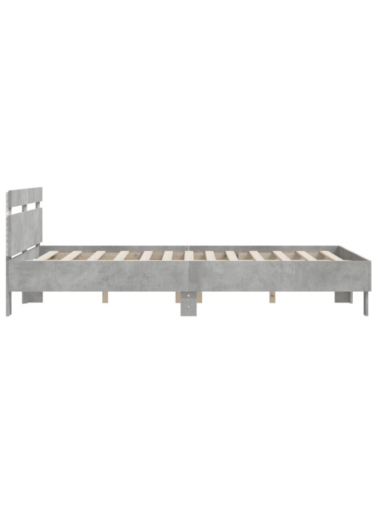 Rám postele s čelem a led osvětlením betonově šedý 140 x 190 cm