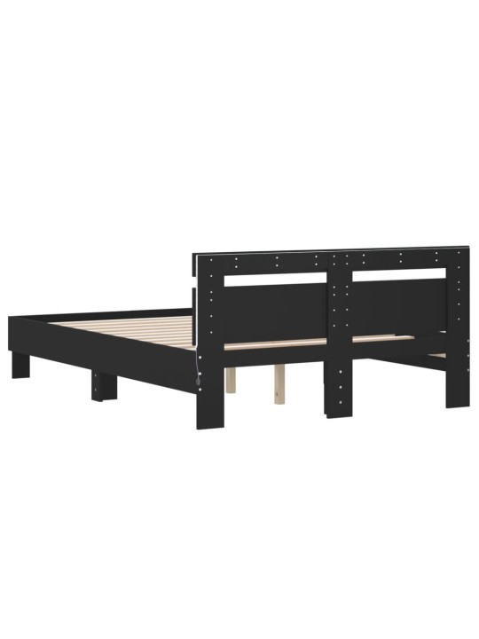 Rám postele s čelem a led osvětlením černý 135 x 190 cm