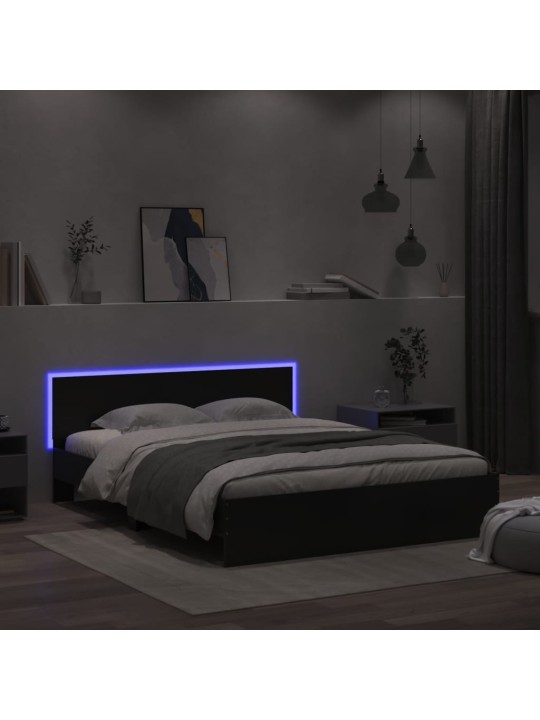 Rám postele s LED bez matrace černý 150x200 cm