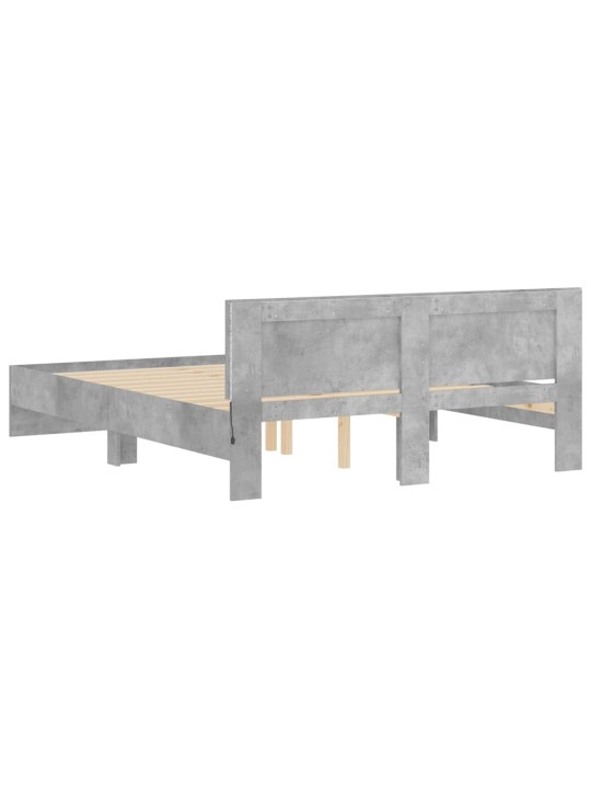 Rám postele s čelem a led osvětlením betonově šedý 150 x 200 cm