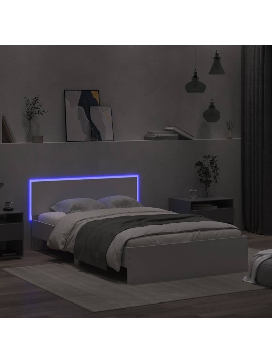 Rám postele s čelem a led osvětlením bílý 140 x 200 cm