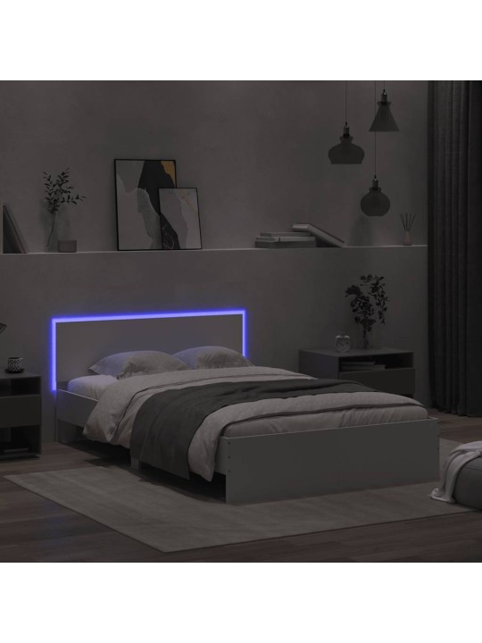 Rám postele s čelem a led osvětlením bílý 120 x 200 cm
