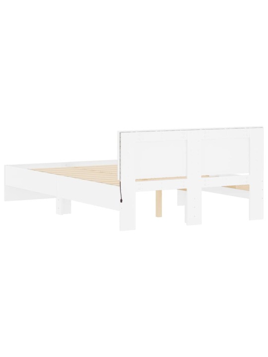 Rám postele s čelem a led osvětlením bílý 140 x 190 cm