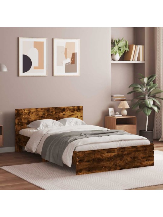 Rám postele s čelem a led osvětlením kouřový dub 140 x 190 cm