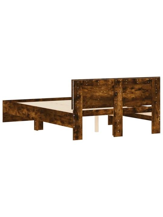 Rám postele s čelem a led osvětlením kouřový dub 140 x 190 cm