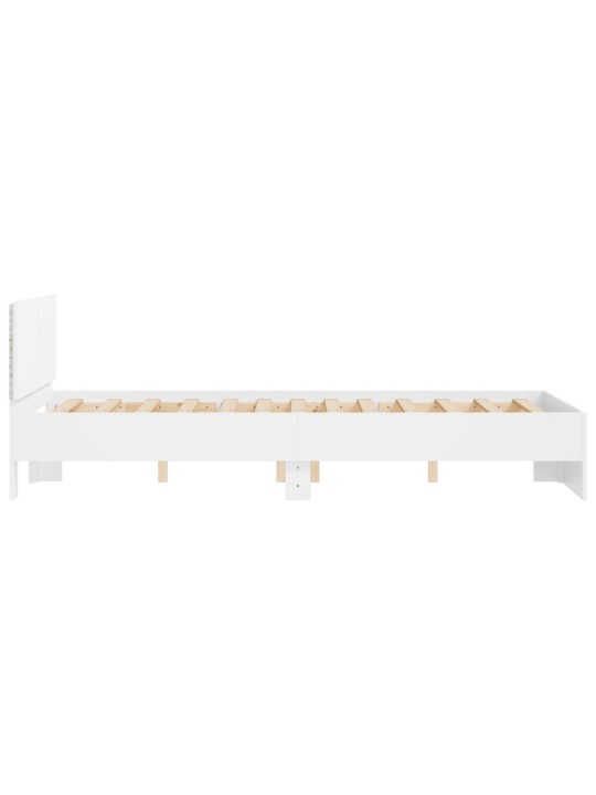 Rám postele s čelem a LED osvětlením bílý 135 x 190 cm