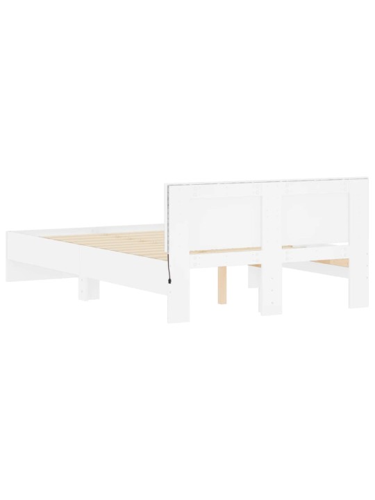 Rám postele s čelem a LED osvětlením bílý 135 x 190 cm