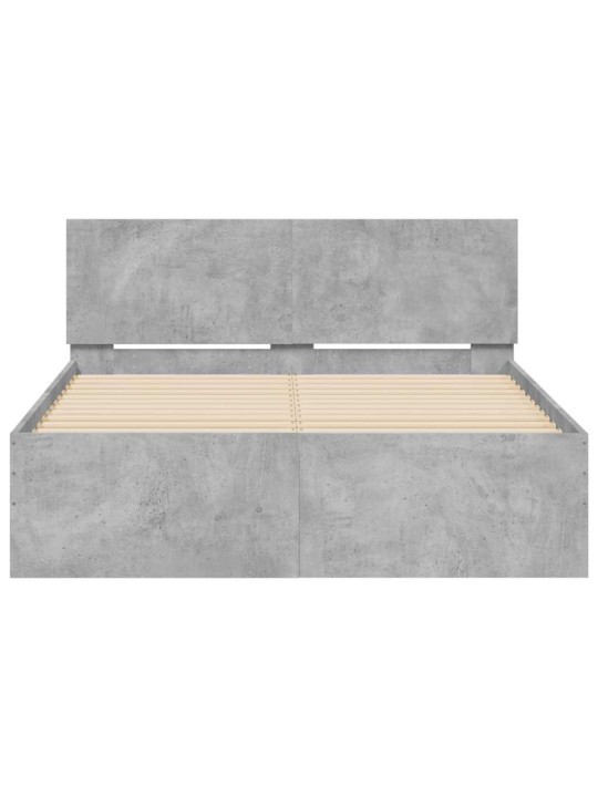 Rám postele s čelem a led osvětlením betonově šedý 135 x 190 cm