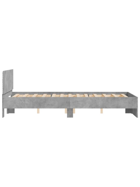 Rám postele s čelem a led osvětlením betonově šedý 135 x 190 cm
