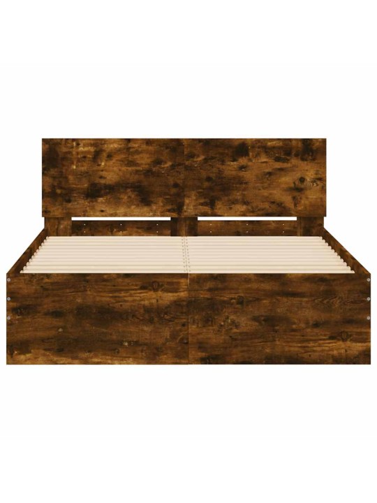 Rám postele s čelem a led osvětlením kouřový dub 135 x 190 cm