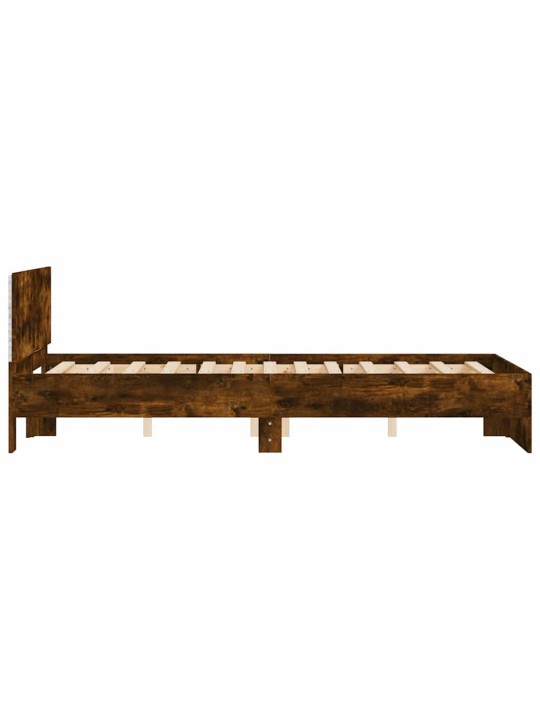 Rám postele s čelem a led osvětlením kouřový dub 135 x 190 cm