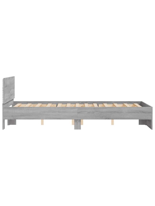 Rám postele s čelem a led osvětlením šedý sonoma 135 x 190 cm