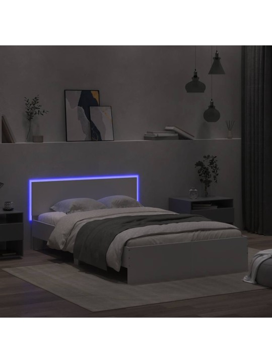 Rám postele s čelem a led osvětlením bílý 120 x 190 cm
