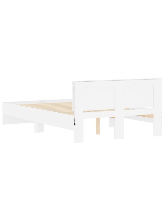 Rám postele s čelem a led osvětlením bílý 120 x 190 cm
