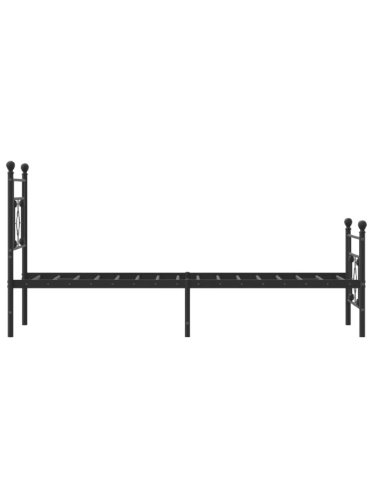 Kovový rám postele s hlavovým a nožním čelem černý 80 x 200 cm