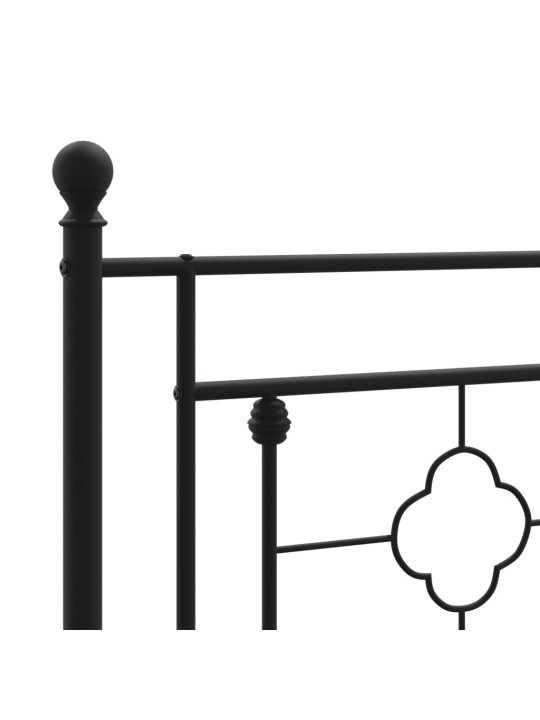 Kovový rám postele s hlavovým a nožním čelem černý 80 x 200 cm