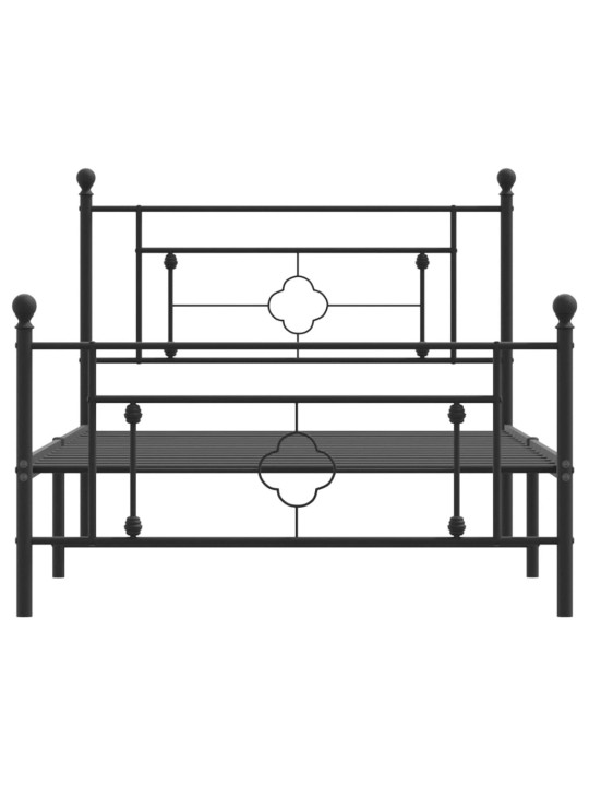 Kovový rám postele s hlavovým a nožním čelem černý 107 x 203 cm
