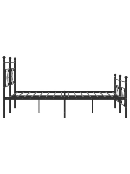 Kovový rám postele s hlavovým a nožním čelem černý 200 x 200 cm