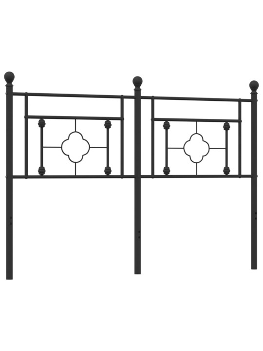 Kovové čelo postele černé 140 cm