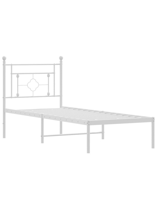 Kovový rám postele s čelem bílý 80 x 200 cm