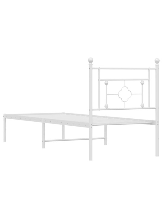 Kovový rám postele s čelem bílý 80 x 200 cm