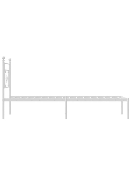 Kovový rám postele s čelem bílý 90 x 200 cm