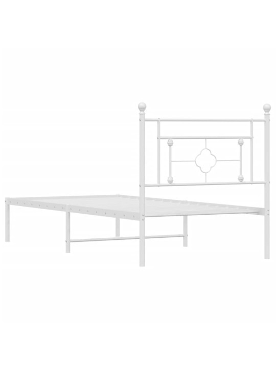 Kovový rám postele s čelem bílý 90 x 200 cm