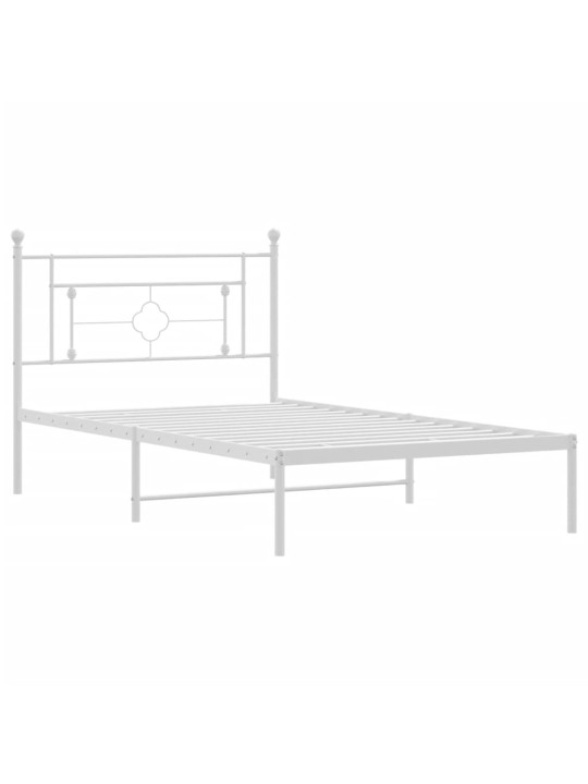 Kovový rám postele s čelem bílý 107 x 203 cm