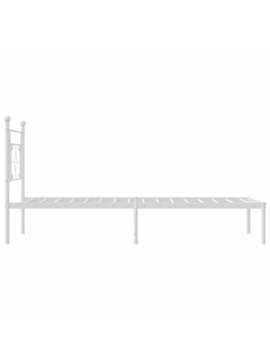 Kovový rám postele s čelem bílý 107 x 203 cm