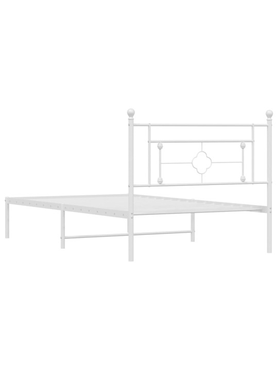 Kovový rám postele s čelem bílý 107 x 203 cm
