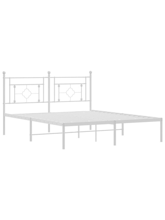 Kovový rám postele s čelem bílý 150 x 200 cm