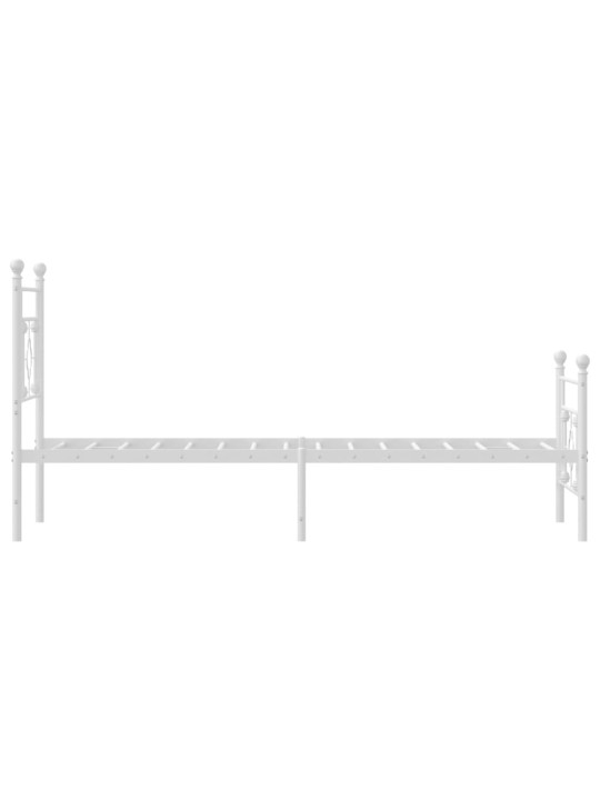 Kovový rám postele s hlavovým a nožním čelem bílý 75 x 190 cm