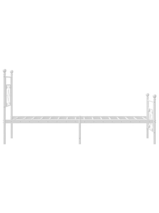 Kovový rám postele s hlavovým a nožním čelem bílý 90 x 200 cm