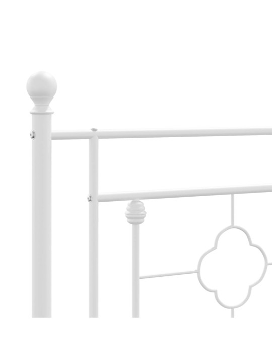 Kovový rám postele s hlavovým a nožním čelem bílý 90 x 200 cm