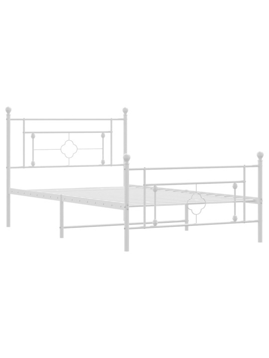 Kovový rám postele s hlavovým a nožním čelem bílý 107 x 203 cm